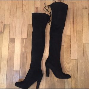 Steve Madden Gorgeous OTK Black Boots size 6.5